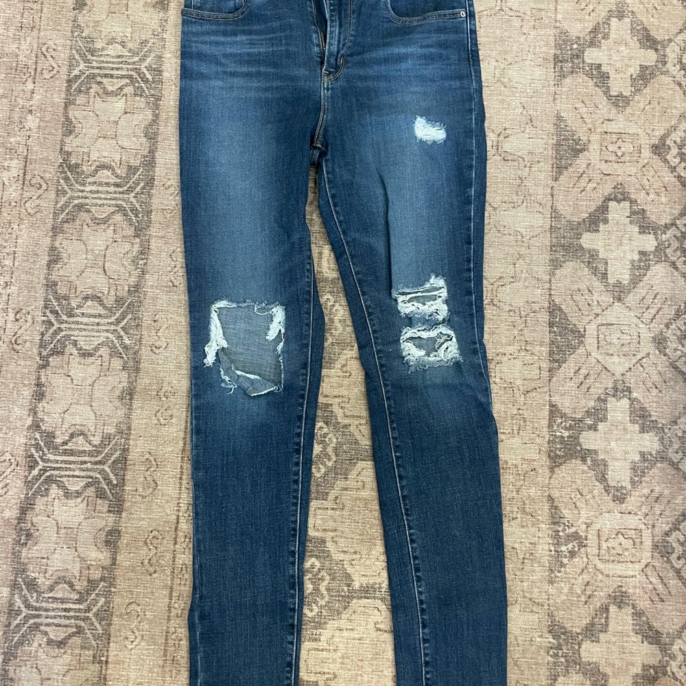 Women's Dark Blue Distressed Skinny Jeans